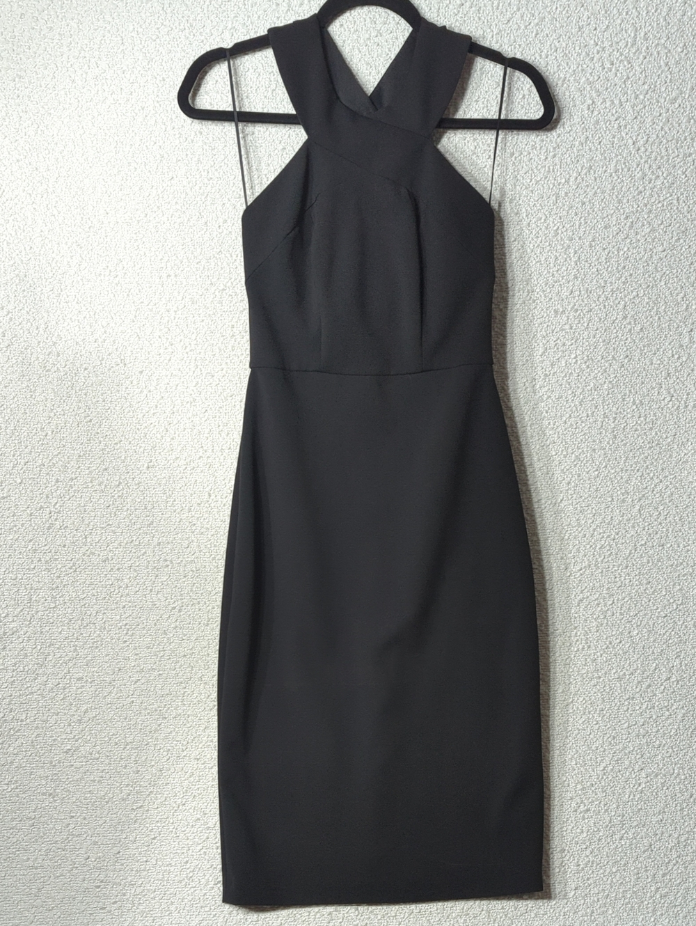 CeCe Black Crossover Halter Sheath Dress